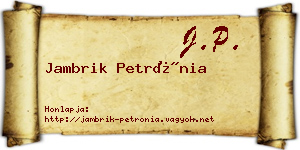 Jambrik Petrónia névjegykártya