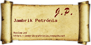 Jambrik Petrónia névjegykártya